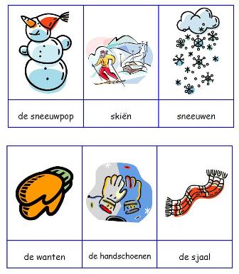 woordkaarten, winter, juf-Anke