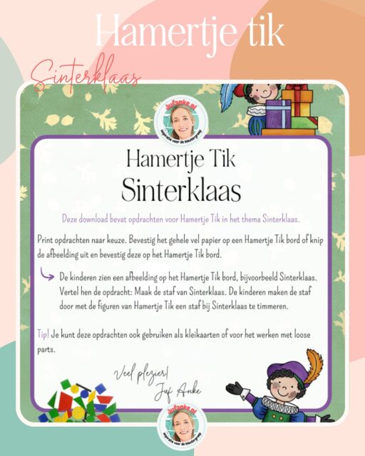 Na Scope en Figurovorm heeft ook Hamertje Tik een Sinterklaas sausje gekregen! 🎁 💝

🔗 Je vindt al deze materialen gratis bij de downloads op de Sinterklaaspagina van Jufanke.nl

Fijne sinterklaastijd! 

#kleuters #groep12 #juf #meester #sinterklaas