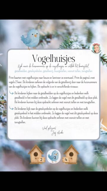 ℕ𝕚𝕖𝕦𝕨! Oefen de buurgetallen met deze leuke vogelhuisjes! 🐦 

🔗 Deze en meer gratis winterse downloads vind je op m’n site.