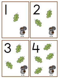 herfst getalkaartjes aantallen