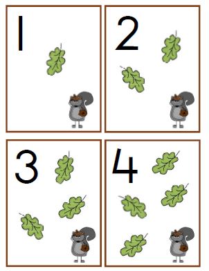 herfst getalkaartjes aantallen
