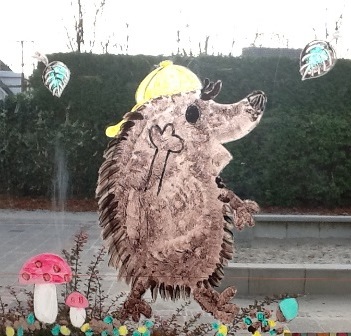 herfst raamschildering egel