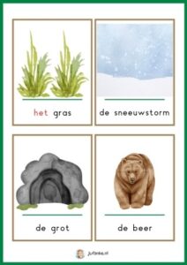 woordkaarten wij gaan op berenjacht kleuters