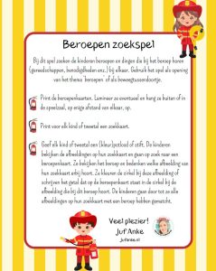 beroepen zoekspel thema opening kleuters