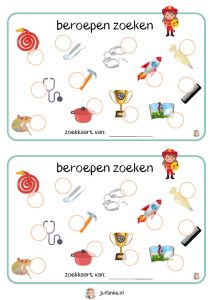 beroepen zoekspel thema opening kleuters