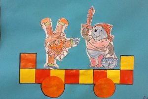 carnavalswagen mozaiek blokjes kleuters