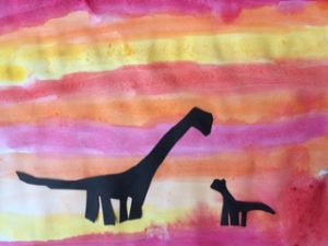 dino in de avondzon knutselen kleuters