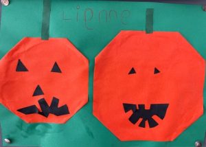 herfst halloween pompoen vouwen kleuters