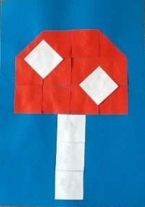 blokjeswerkje 16 vierkantjes paddenstoel