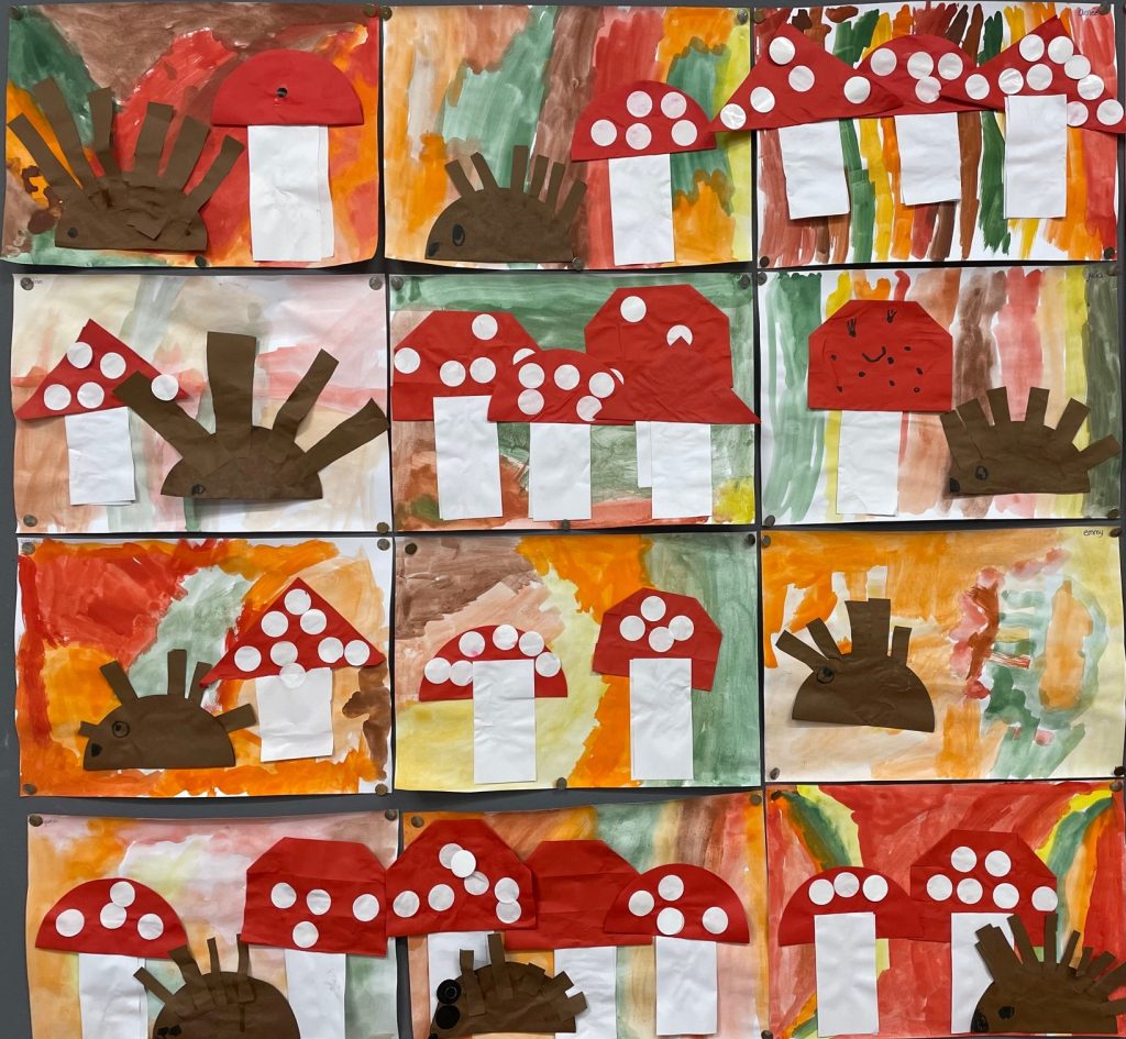 herfst paddenstoel vouwen kleuters