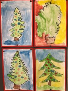 kerstboom waterverf kleuters