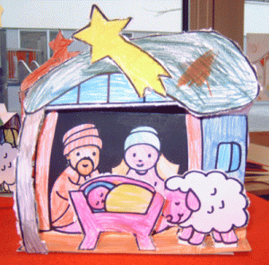 kerststal inkleuren peuters