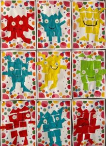Kleurenmonster blokjeswerkje knutselen kleuters