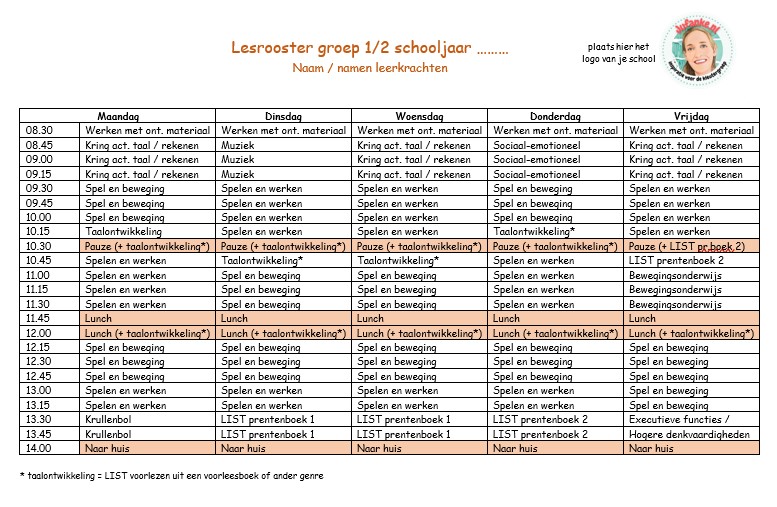 lesrooster kleuters