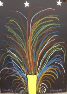 vuurwerk tekenen nieuwjaar kleuters