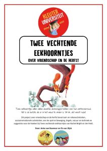 twee vechtende eekhoorntjes herfst kleuters