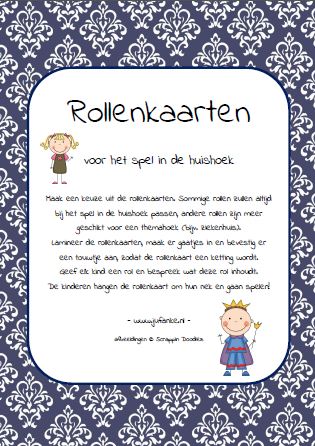 rollenkaarten spel huishoek kleuters