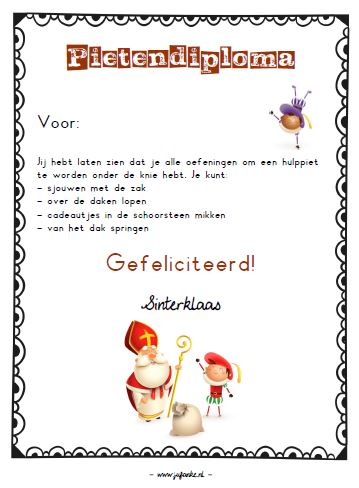 pietendiploma pietengym sinterklaas
