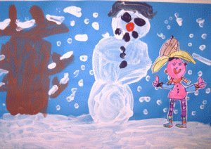 sneeuwpop tekenen kleuters