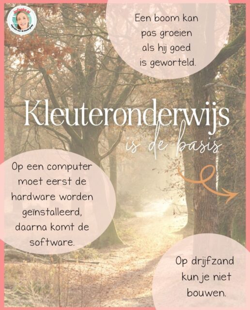 ‘Kleuters spelen toch alleen maar?’ 
Ja, dat is precies wat ze doen en dat is heel waardevol! In de kleutergroep wordt de basis gelegd voor het latere formele leren. 
Volgende week zijn we allemaal weer begonnen. Als je ergens dit schooljaar de weg kwijtraakt door alles wat op jouw bordje (dagplanning) komt, kijk dan even hiernaar, dan weet je weer wat je mag doen en waarom. 💪🏼

 Op naar een mooi schooljaar vol spel! 🦋 

Deze info geef ik ouders ook mee op onze informatieavond. Het leren begint niet pas in groep 3. 🙌🏼 Je kunt het teruglezen op m’n site, zie één voor laatste slide.
