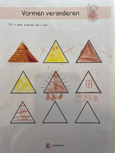 denktekening vormen veranderen kleuters