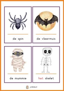 woordkaarten halloween en griezelen