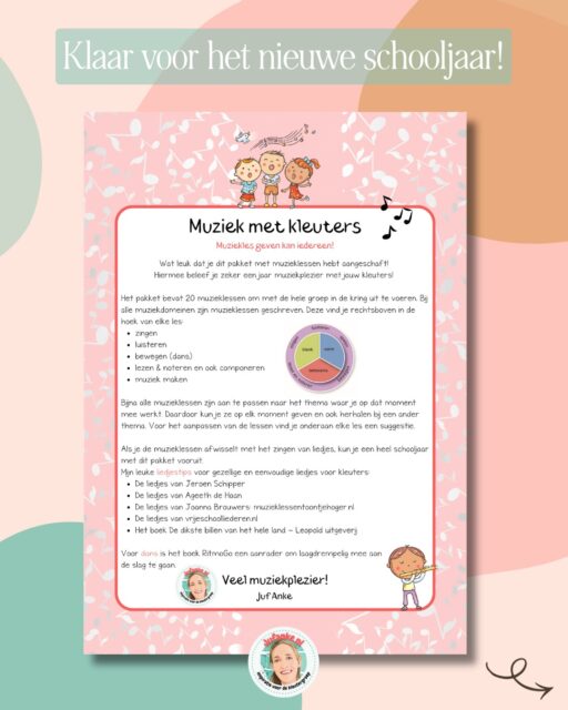 Heb jij dat wel eens gehad? Er staat op een dag iemand in je lokaal en je hebt geen idee wat diegene komt doen?? 

Het overkwam mij enkele jaren geleden toen Karin onze school binnenstapte. Ze bleek muziek coaching te komen geven, maar het hoe, wat en waarom, dat hadden we even gemist.

Voor m’n muzieklessen had ik altijd weinig inspiratie. Het bleef steken bij liedjes zingen en wat muziek maken met instrumenten. Met Karin dook ik, totaal overrompeld, maar ook verrast, in de didaktiek en theorie, want dat werkt bij mij het beste. Ik wil weten waaróm ik iets doe en wat de onderliggende doelen zijn. Van daaruit krijg ik inspiratie. Nou, die inspiratie kwam! Na enkele coaching sessies rolde de ene na de andere muzikale activiteit de kring in en steeds vaker kwamen de ideeën vanuit mezelf. Ik had het helemaal te pakken en muziek is in mijn klas zoveel meer geworden dan liedjes zingen. In vriendenboekjes staat het nu als favo vakgebied! 

Karin was niet meer nodig, maar ik liet haar niet gaan. 😉 Ze is nu mijn schrijfmaatje. We hebben wekelijks veel plezier tijdens het bedenken van lesideeën en gaan regelmatig samen met onze camera’s op pad, de natuur in❣️

🎶 Ook jij kunt met de activiteiten die ik bedacht aan de slag. Of je nu muzikaal bent of totaal niet. Met dit pakket heb je inspiratie voor een heel schooljaar! En krijg je de smaak te pakken, dan borduur je met gemak verder op deze lessen, passend bij jouw thema. Veel muziekplezier!

🔗 Jufanke.nl > shop > muzieklessen
