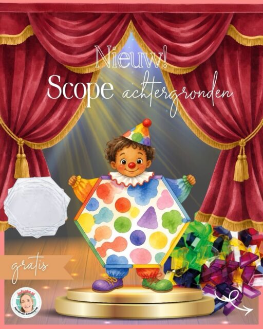 Spot aan voor … de Scope achtergronden in het thema theater! 🥁 
Ik maakte achtergronden voor de kleine én de grote Scope borden. 

🔗 Gratis te downloaden: Jufanke.nl/kinderboekenweek > downloads

Welke download(s) heb jij al klaarliggen?