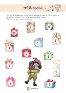 sinterklaas rol en bedek kleuters dobbelspel