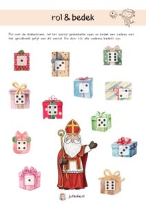 sinterklaas rol en bedek kleuters dobbelspel