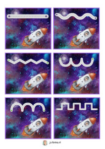 raketten schrijfpatronen thema ruimte