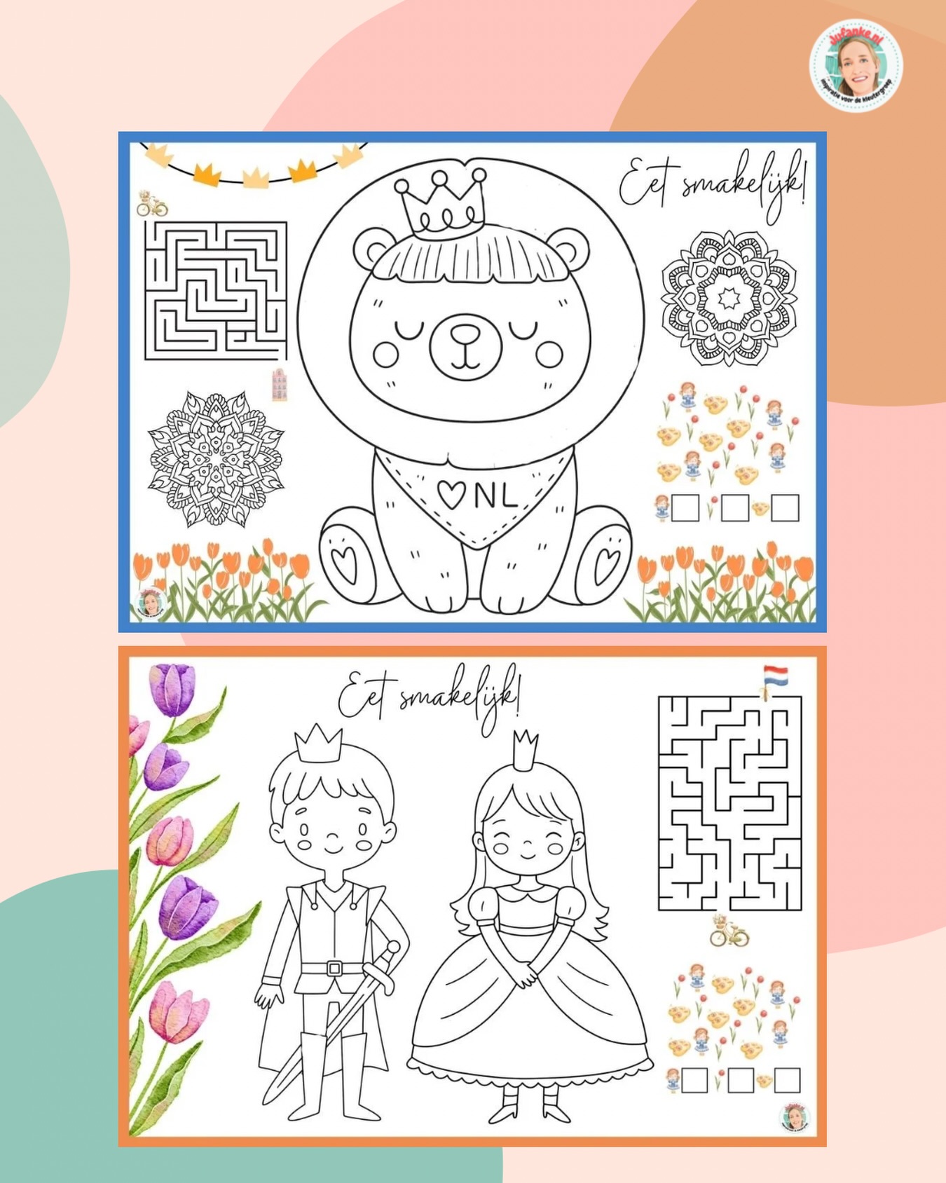 👑 Feestelijke placemats voor het Koningsontbijt! 

🔗 Je vindt ze op m’n site bij het thema Koningsdag & Nederland 🇳🇱