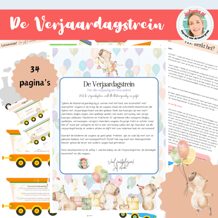 verjaardag vieren kleuter verjaardagstrein juf Anke